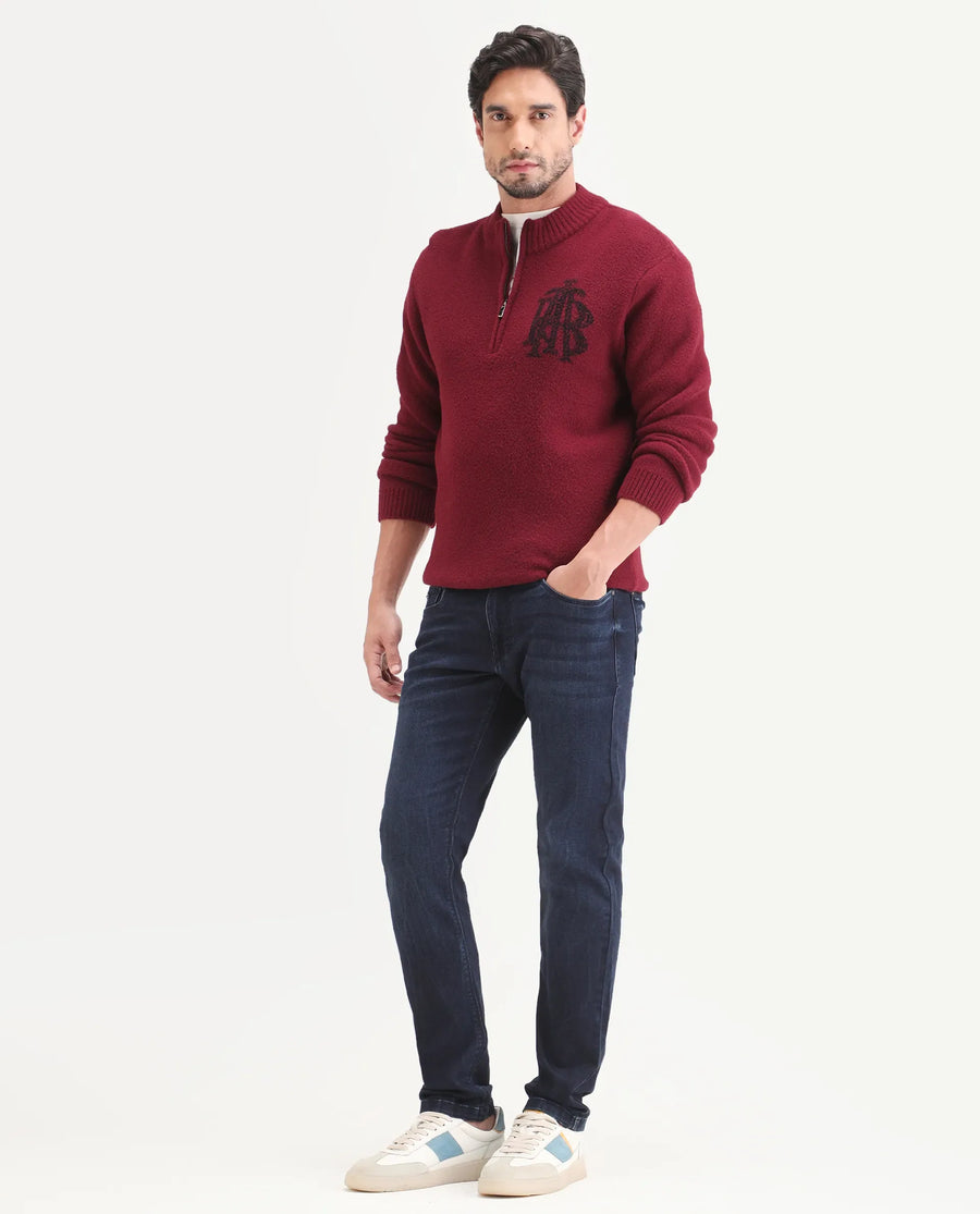Rare Rabbit Men's Emil 26 Blue Cotton Blend Hawk Slim Fit Plain Jeans