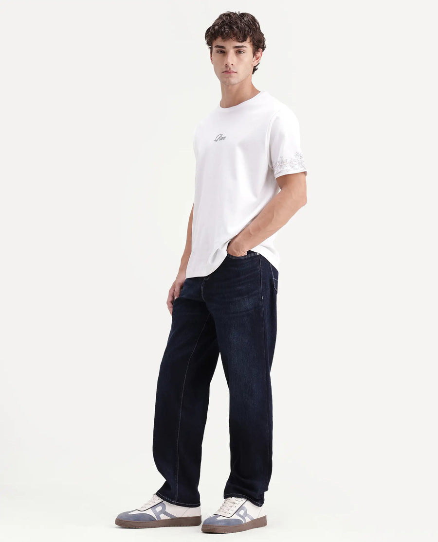 Rare Rabbit Men's Blay Dark Navy Cotton Blend Hawk Slim Regular Length Jeans