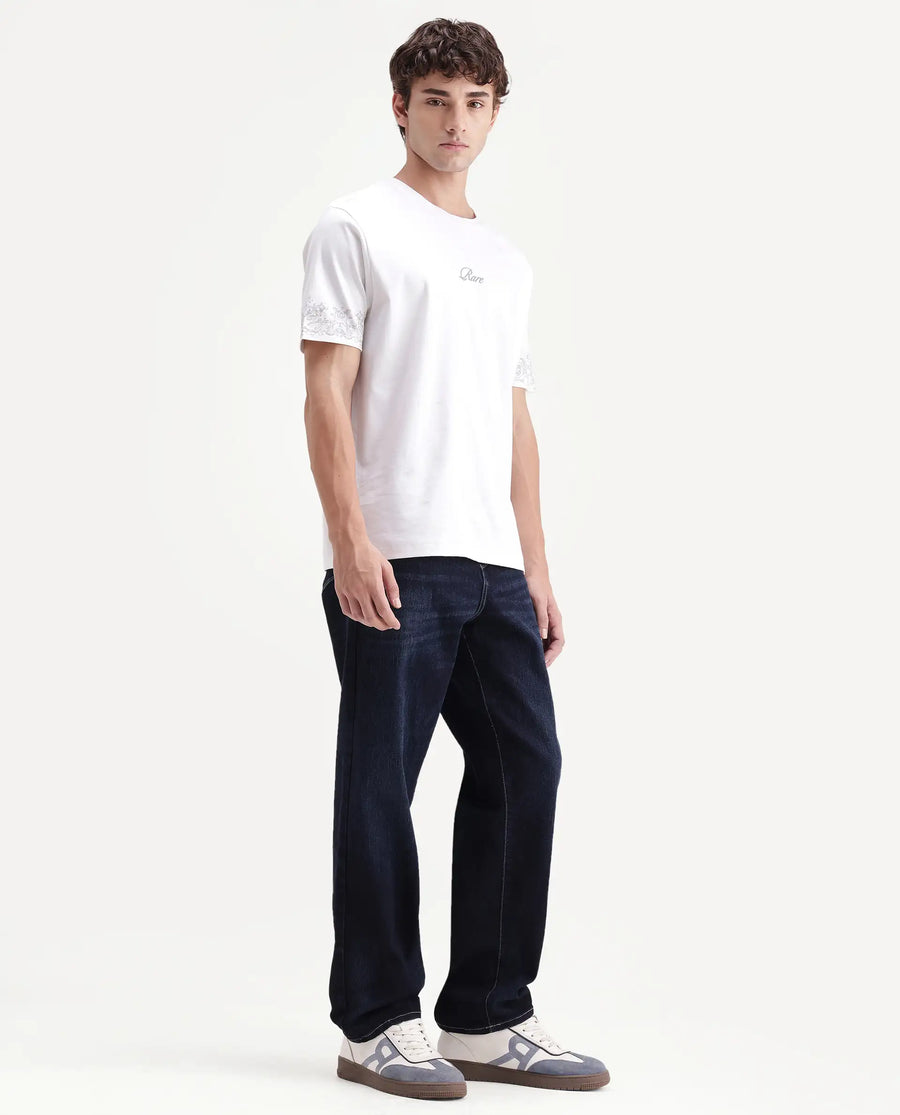 Rare Rabbit Men's Blay Dark Navy Cotton Blend Hawk Slim Regular Length Jeans