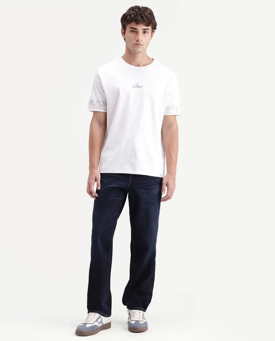 Rare Rabbit Men's Blay Dark Navy Cotton Blend Hawk Slim Regular Length Jeans