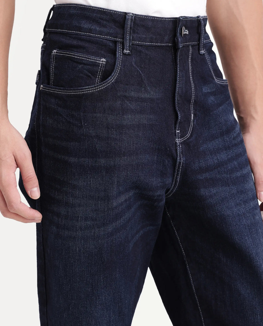 Rare Rabbit Men's Blay Dark Navy Cotton Blend Hawk Slim Regular Length Jeans