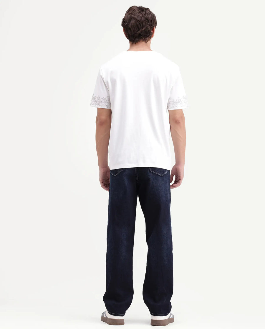 Rare Rabbit Men's Blay Dark Navy Cotton Blend Hawk Slim Regular Length Jeans