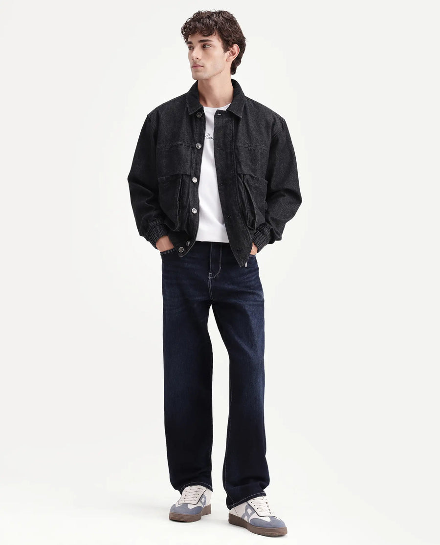 Rare Rabbit Men's Blay Dark Navy Cotton Blend Hawk Slim Regular Length Jeans