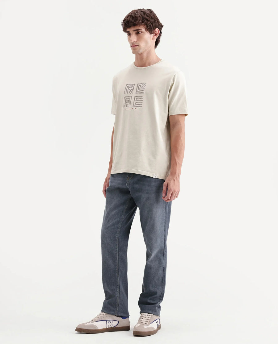 Rare Rabbit Men's Jove Dark Grey Cotton Blend Kurt Carrot Regular Jeans