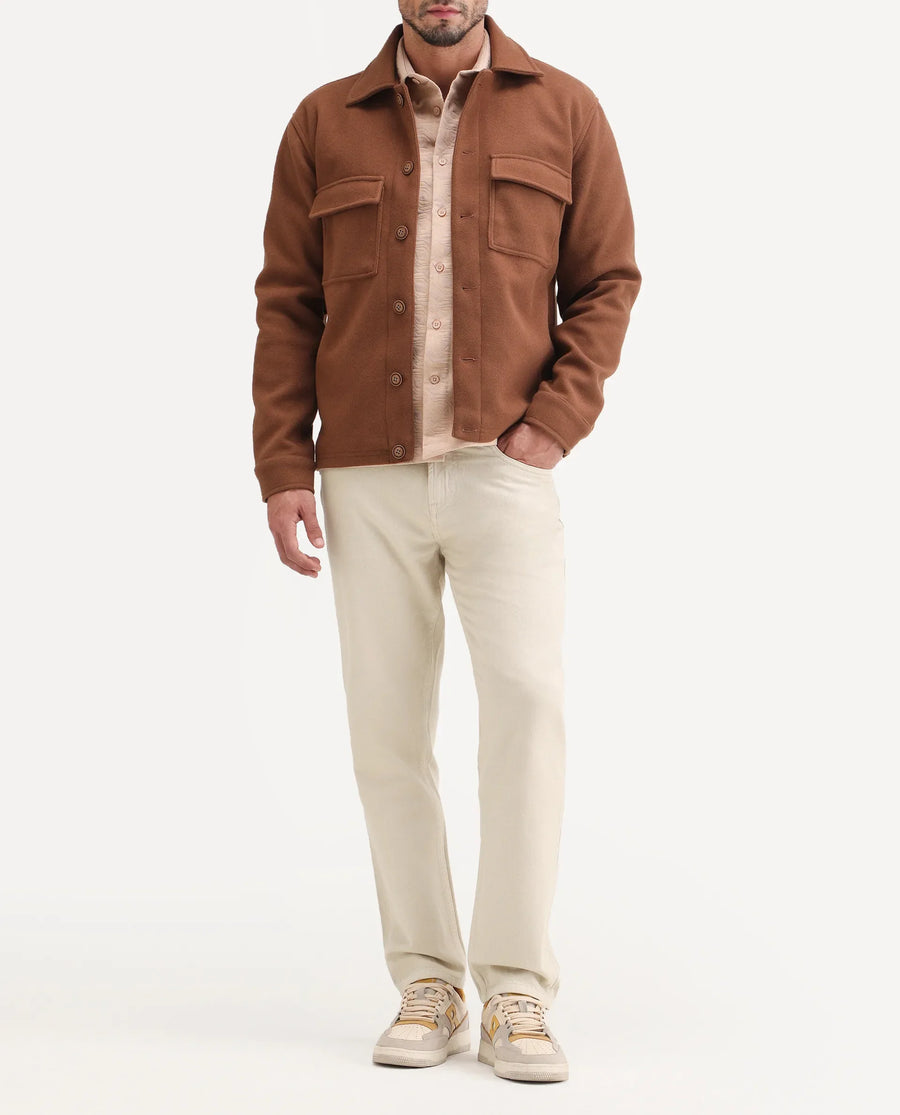 Rare Rabbit Men's Arvi B Beige Cotton Fabric Shank And Zipper Kurt Carrot Plain Jeans