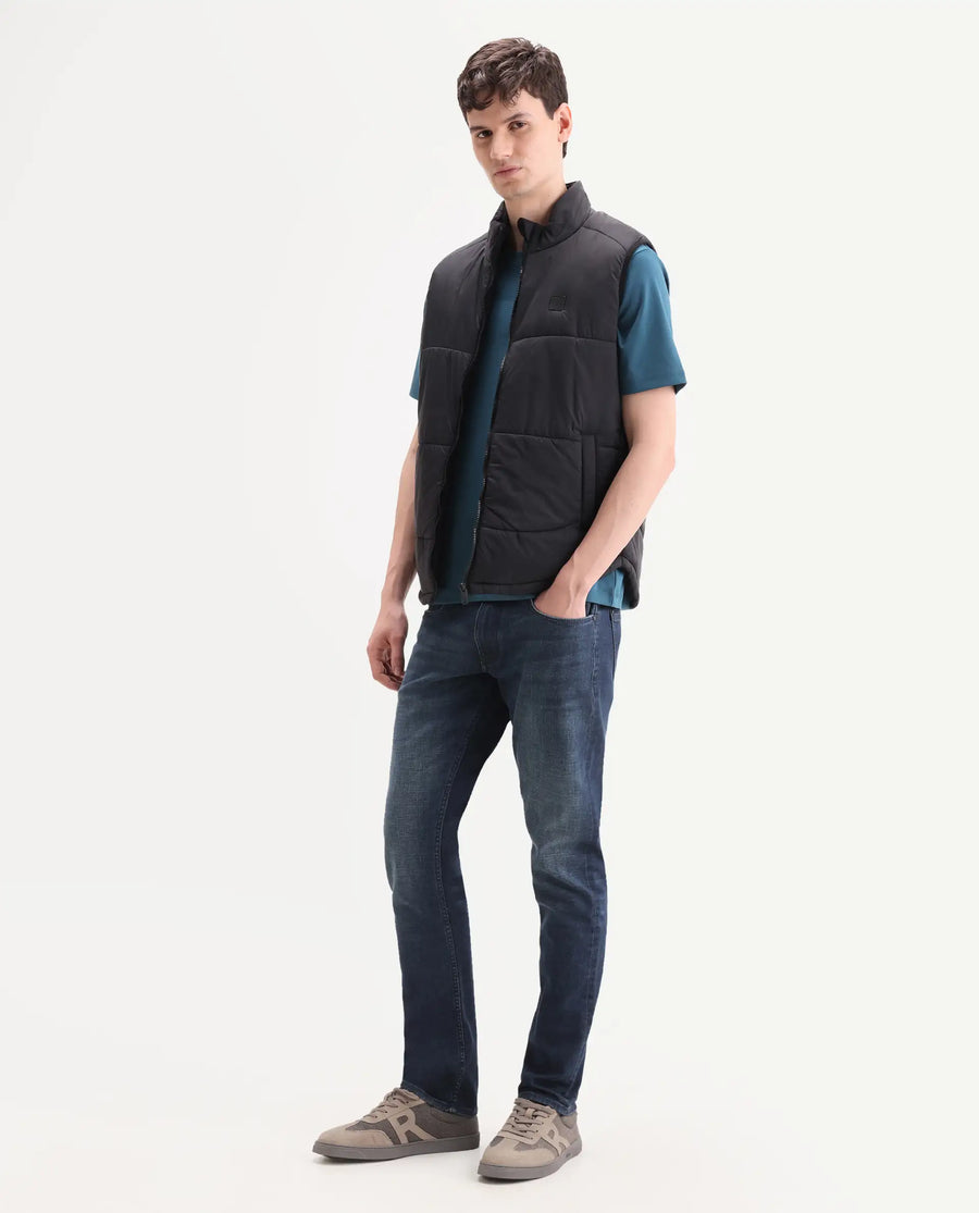 Rare Rabbit Men's Lenz L Blue Cotton Blend Fabric Shank And Zipper Hawk Slim Plain Jeans
