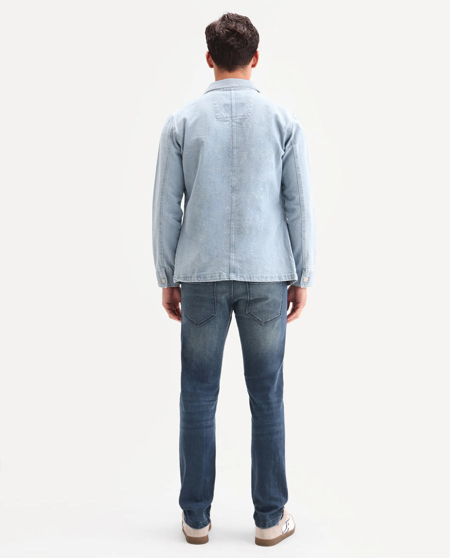 Rare Rabbit Men's Lenz S Blue Cotton Blend Fabric Shank And Zipper Hawk Slim Plain Jeans