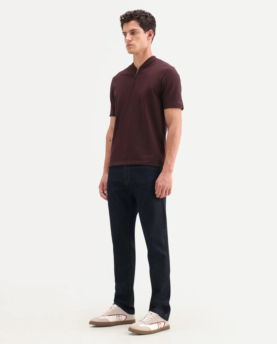 Rare Rabbit Men's Zire M Dark Navy Cotton Blend Fabric Shank And Zipper Morris Regular Plain Jeans
