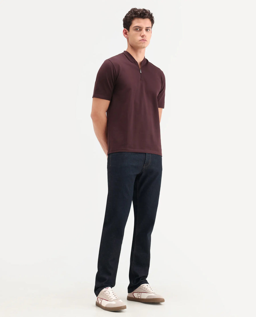 Rare Rabbit Men's Zire M Dark Navy Cotton Blend Fabric Shank And Zipper Morris Regular Plain Jeans