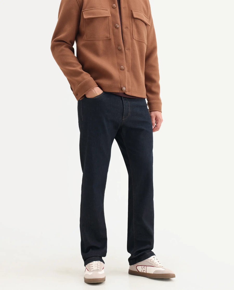 Rare Rabbit Men's Zire M Dark Navy Cotton Blend Fabric Shank And Zipper Morris Regular Plain Jeans
