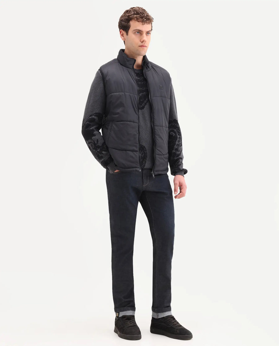 Rare Rabbit Men's Zire H Dark Navy Cotton Blend Fabric Shank And Zipper Hawk Slim Plain Jeans