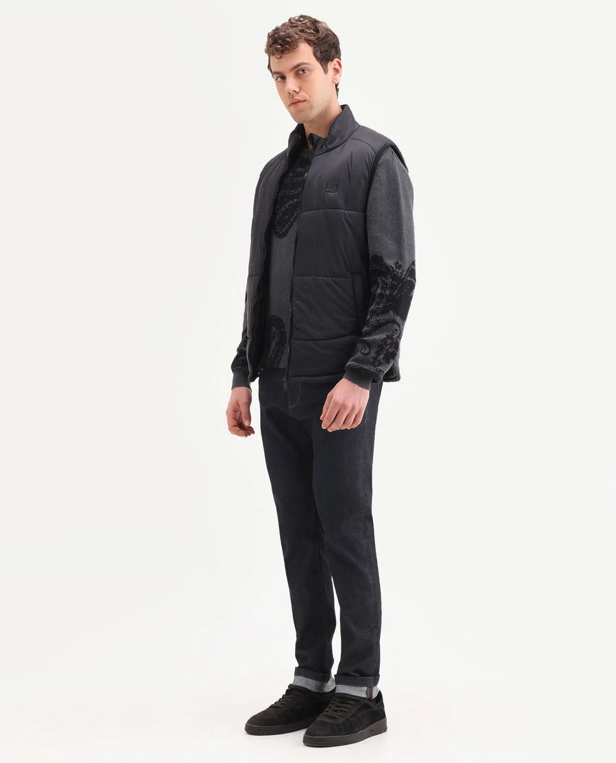 Rare Rabbit Men's Zire H Dark Navy Cotton Blend Fabric Shank And Zipper Hawk Slim Plain Jeans