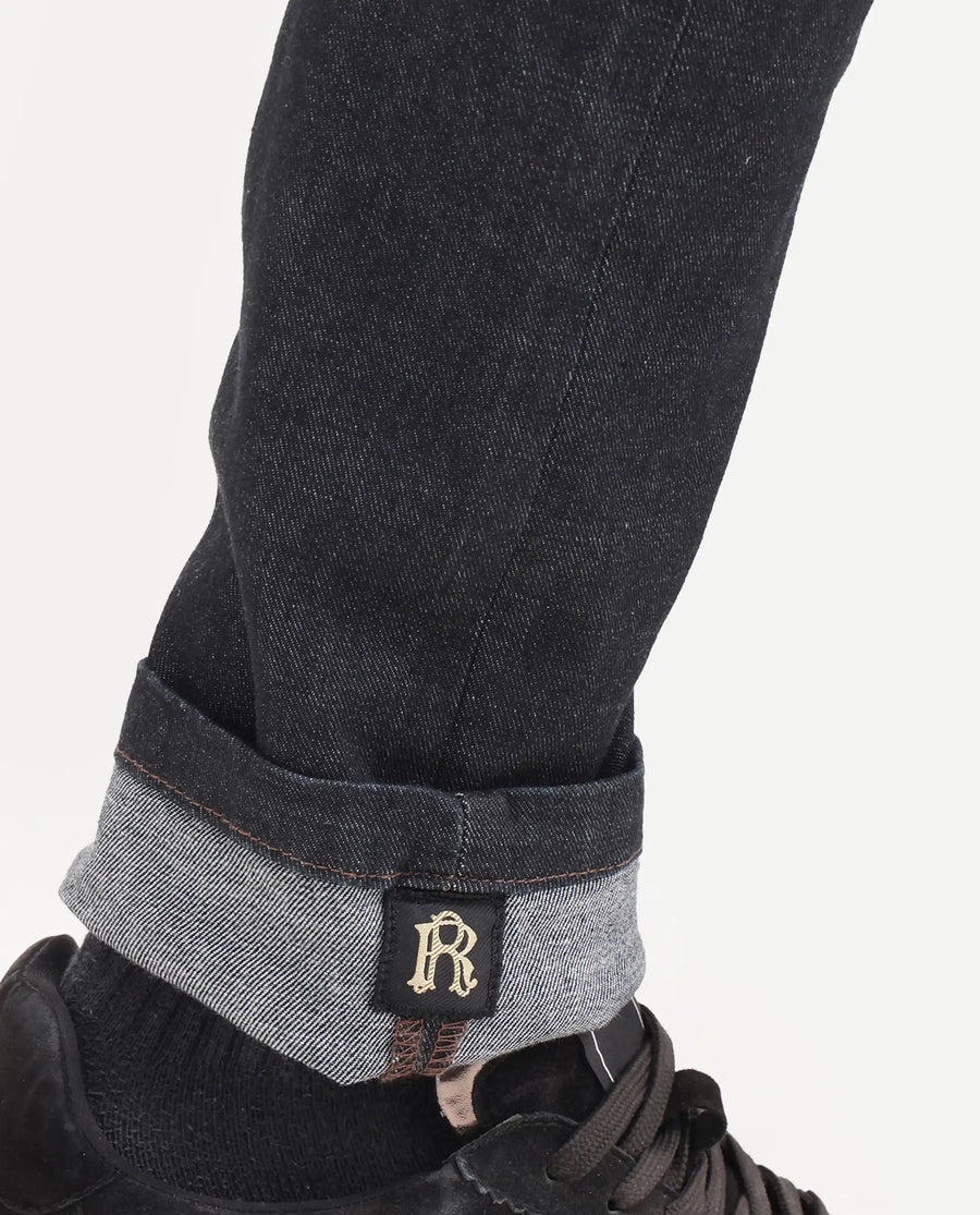 Rare Rabbit Men's Zire H Dark Navy Cotton Blend Fabric Shank And Zipper Hawk Slim Plain Jeans