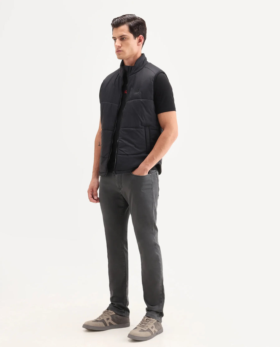 Rare Rabbit Men's Korv 26 Grey Cotton Blend Fabric Shank And Zipper Hawk Slim Plain Jeans