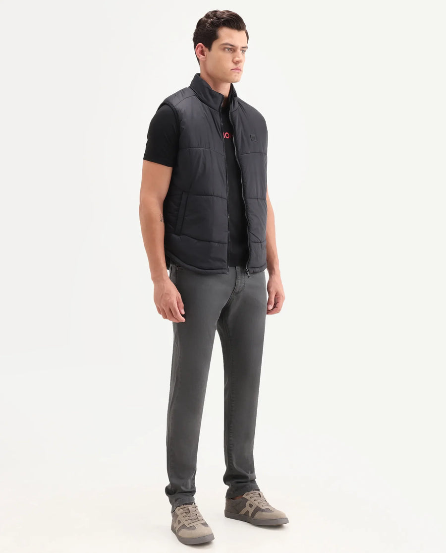 Rare Rabbit Men's Korv 26 Grey Cotton Blend Fabric Shank And Zipper Hawk Slim Plain Jeans