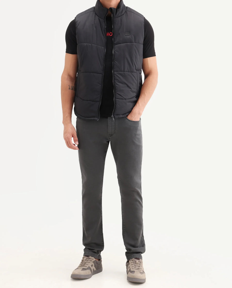 Rare Rabbit Men's Korv 26 Grey Cotton Blend Fabric Shank And Zipper Hawk Slim Plain Jeans