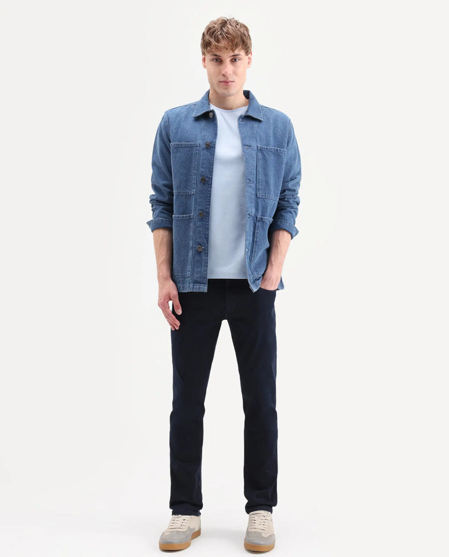 Rare Rabbit Men's Zint Dark Navy Cotton Blend Fabric Shank And Zipper Hawk Slim Plain Jeans