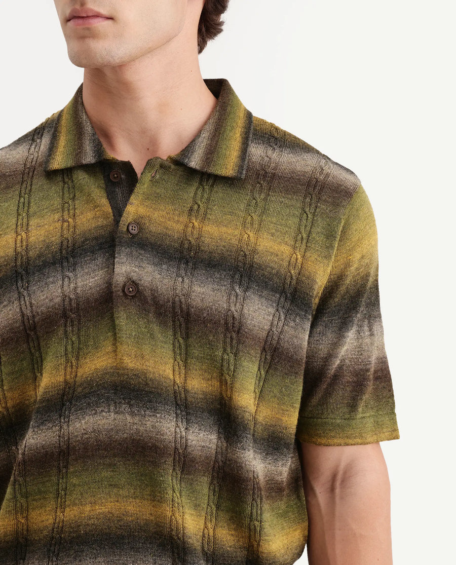 Rare Rabbit Men's Grao Multi-1 Cotton Spread Collar Button Regular Fit Striped Polo