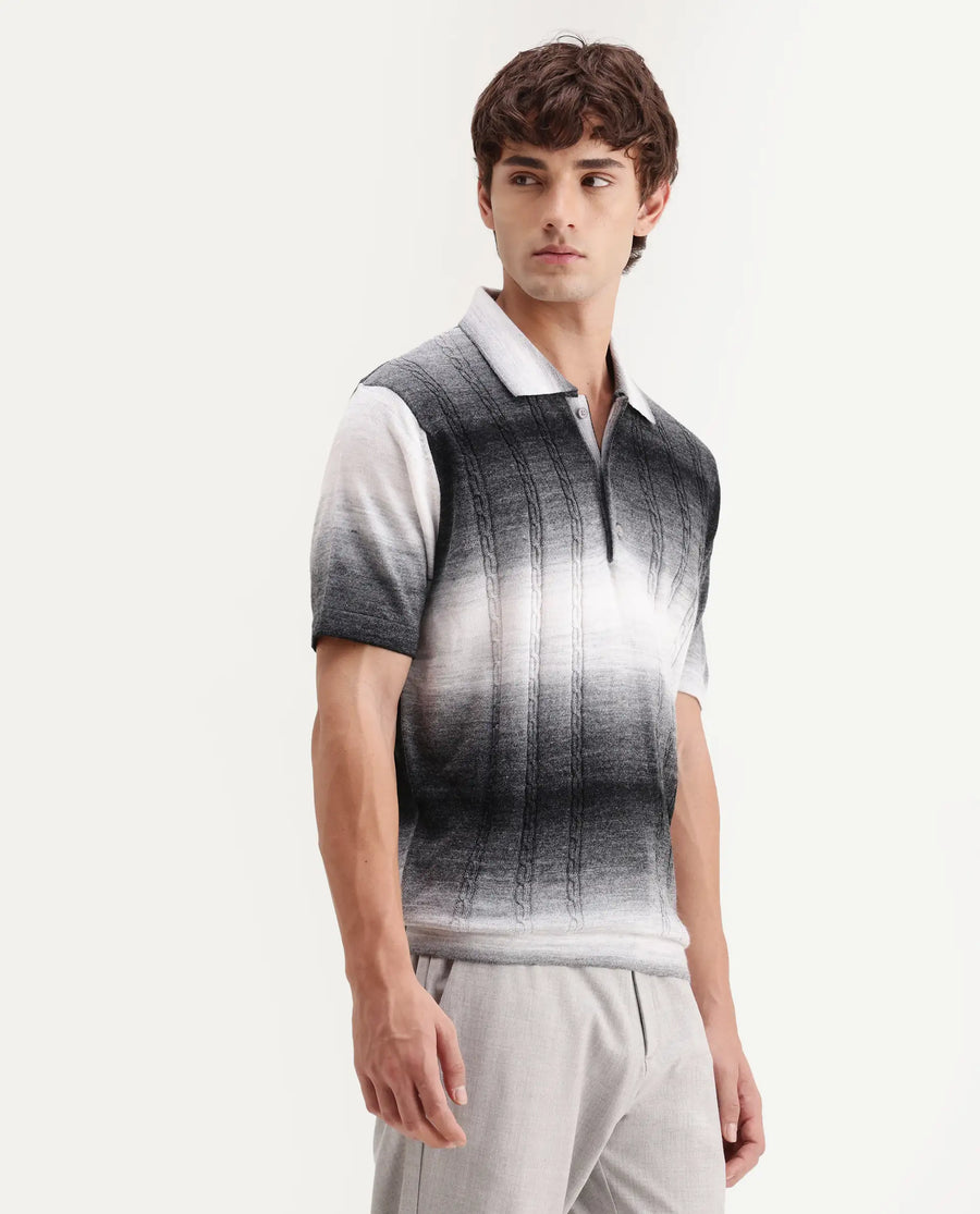 Rare Rabbit Men's Grao Multi-2 Cotton Spread Collar Button Regular Fit Striped Polo