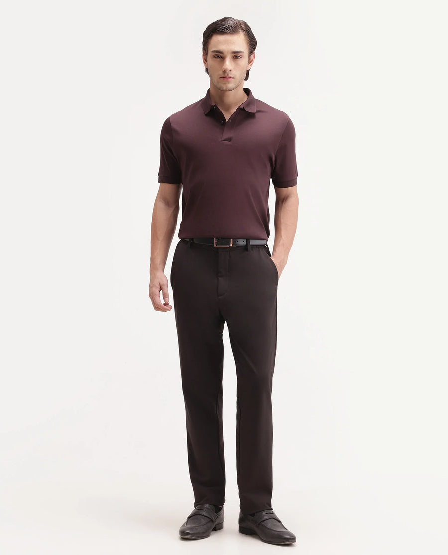 Rare Rabbit Men's Basic Rr-Corp-Tove Maroon Cotton  Spread Collar Regular Plain Polo