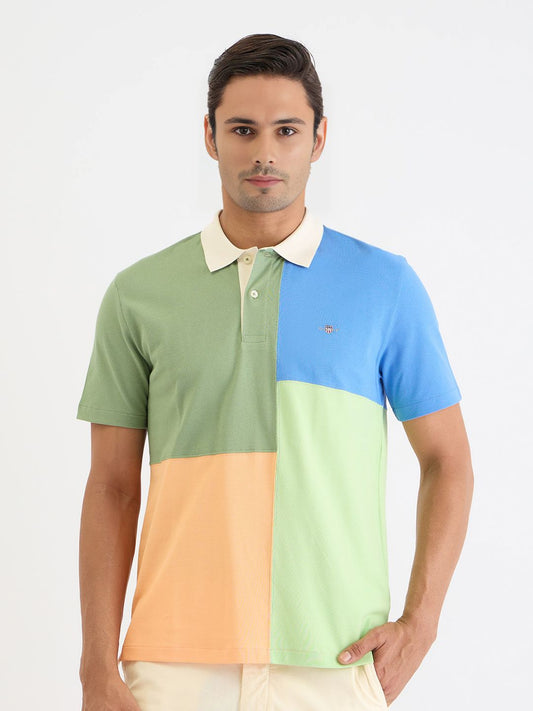 GANT Men Colourblocked Polo Collar T-shirt