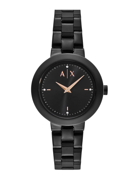 Armani Exchange Women Embellished Bracelet Style Analogue Watch AX5173I-Black