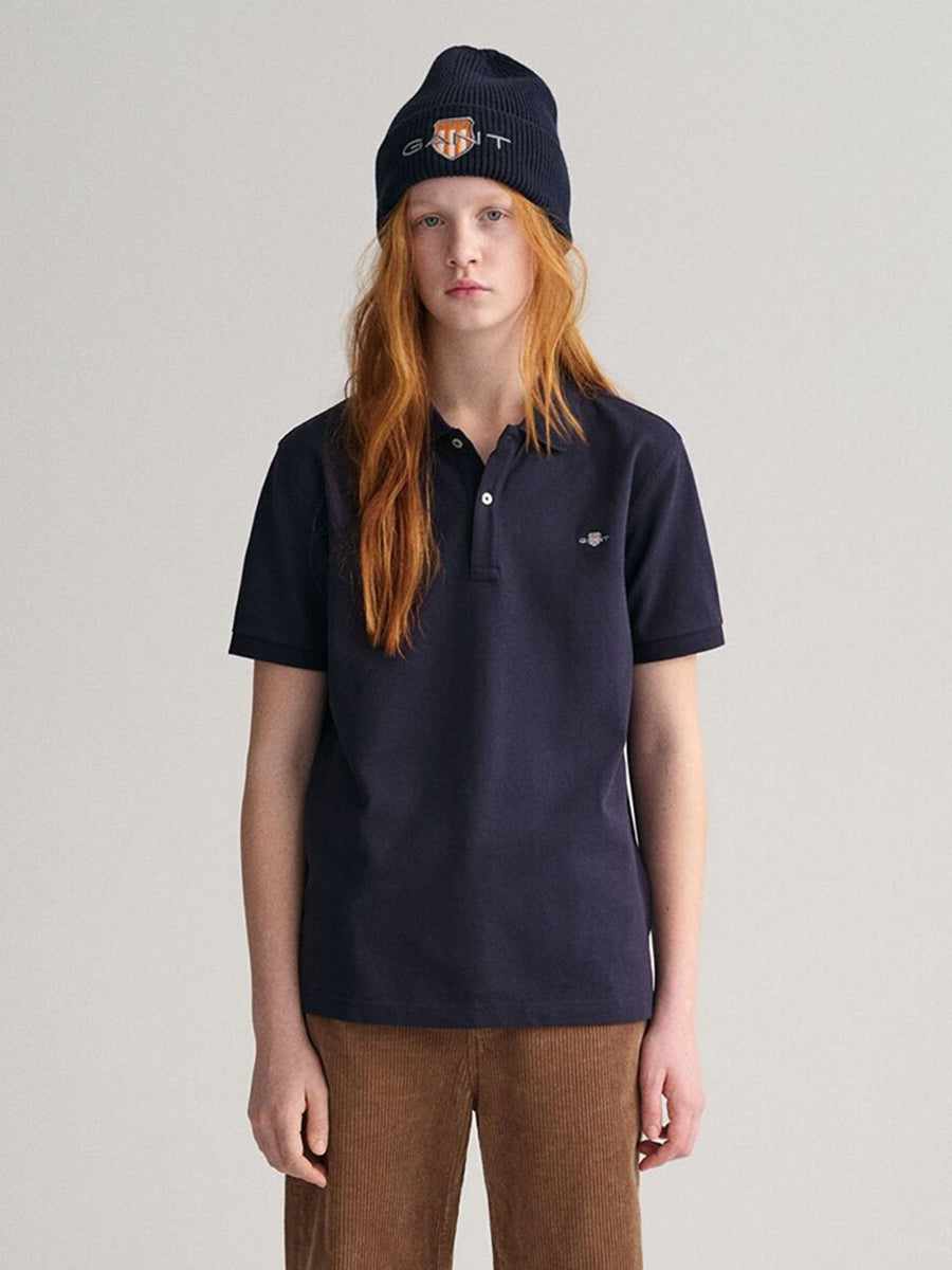 GANT Unisex Kids Solid Polo Collar Pique Cotton T-shirt