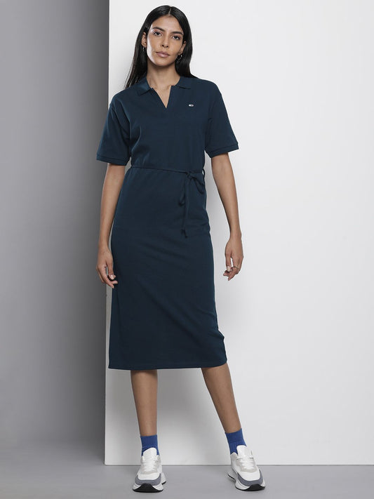 Tommy Hilfiger Solid Tie Up Detail T-shirt Dress