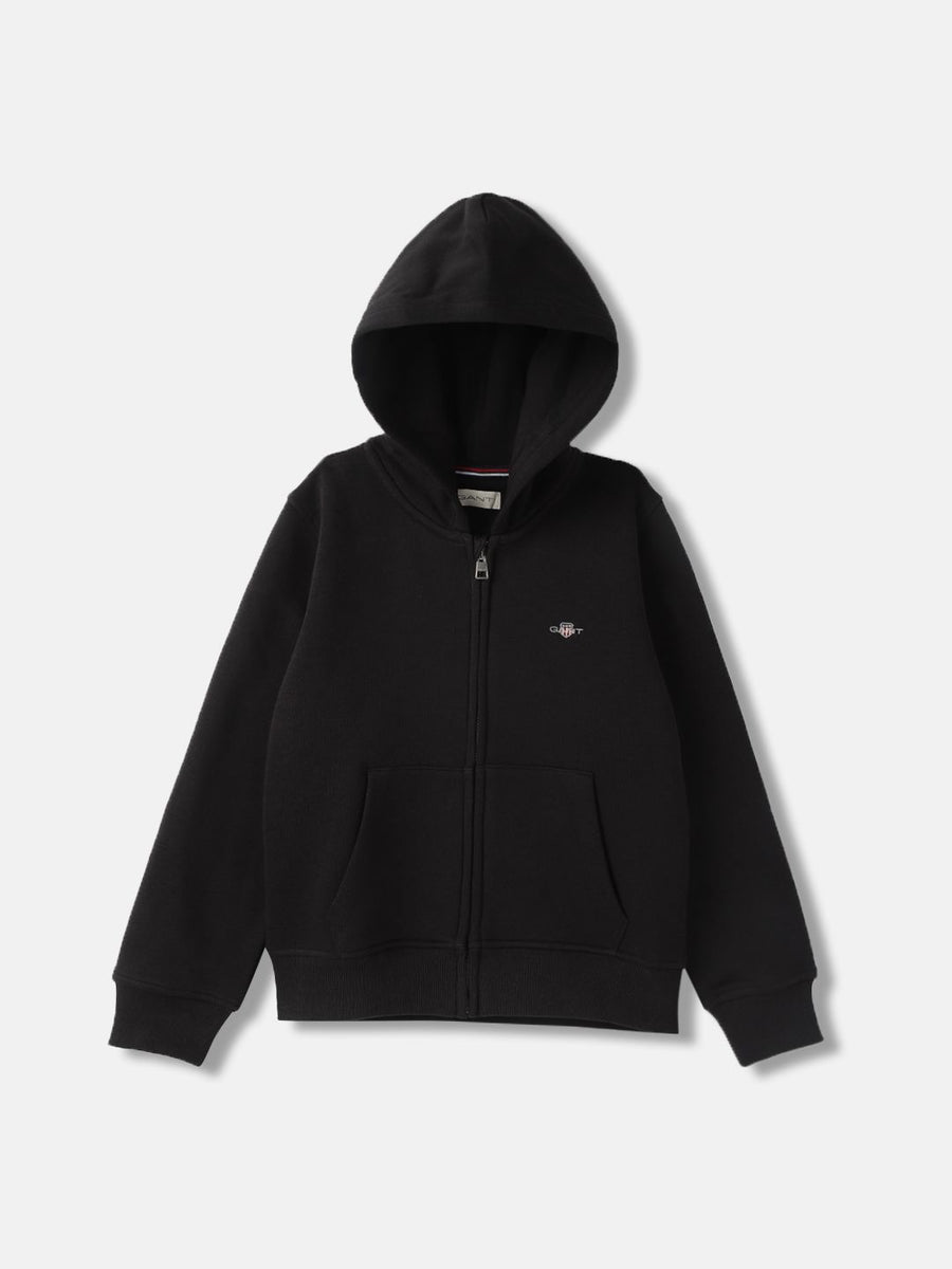 GANT Boys Solid Hooded Cotton Front-Open Sweatshirt