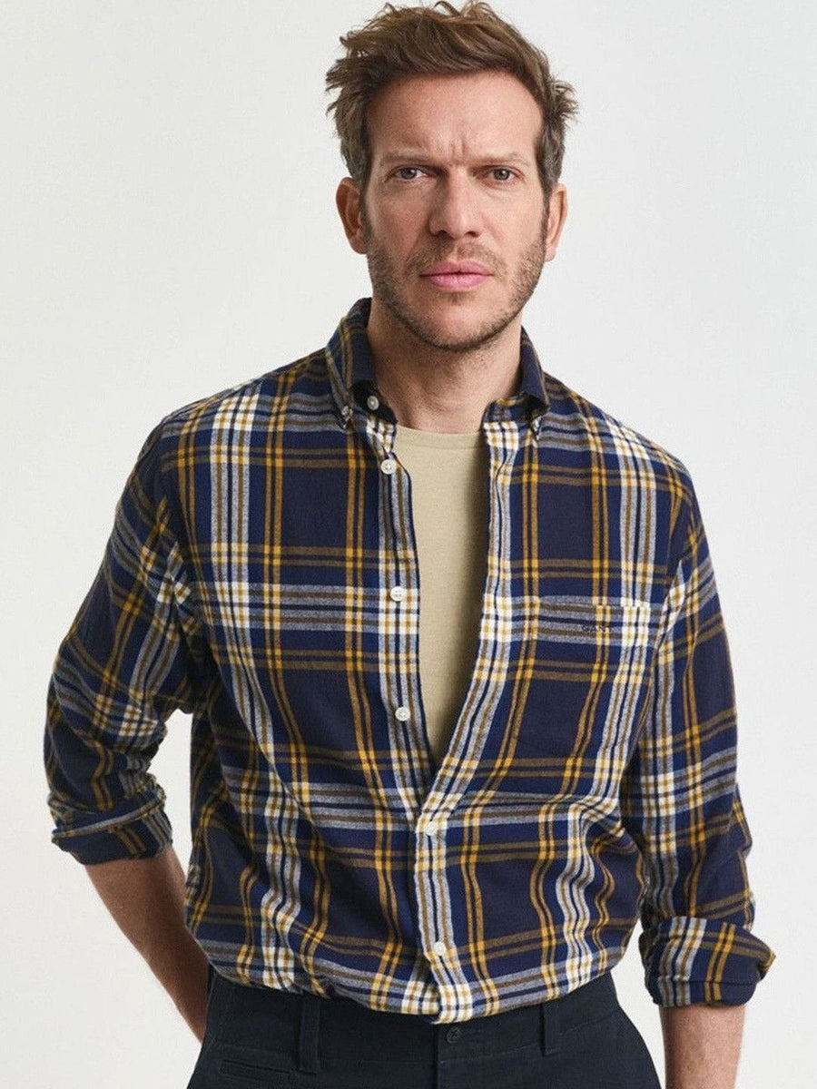 GANT Classic Fit Fit Tartan Checks Checked Button Down Collar Long Sleeves Cotton Shirt