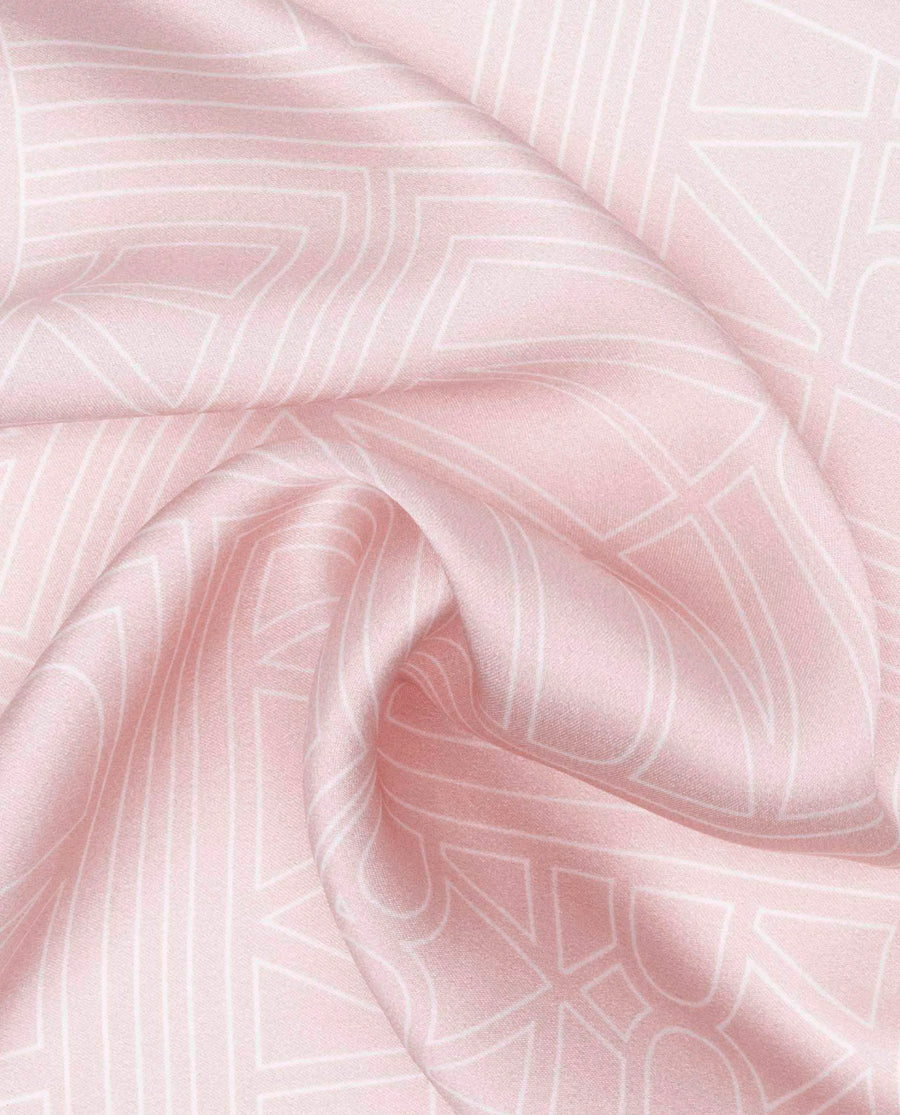 Rare Rabbit Men's Dani Light Pink Silk Fabric Monogram Print Pocket Square