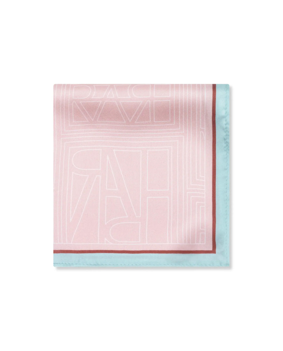 Rare Rabbit Men's Dani Light Pink Silk Fabric Monogram Print Pocket Square