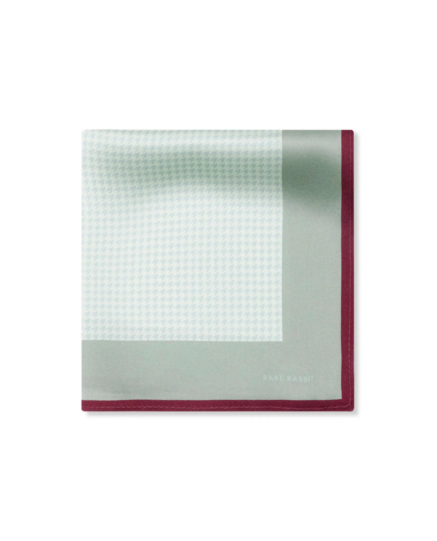 Rare Rabbit Men's Cann Off White Silk Fabric Houndstooth Print Pocket Square