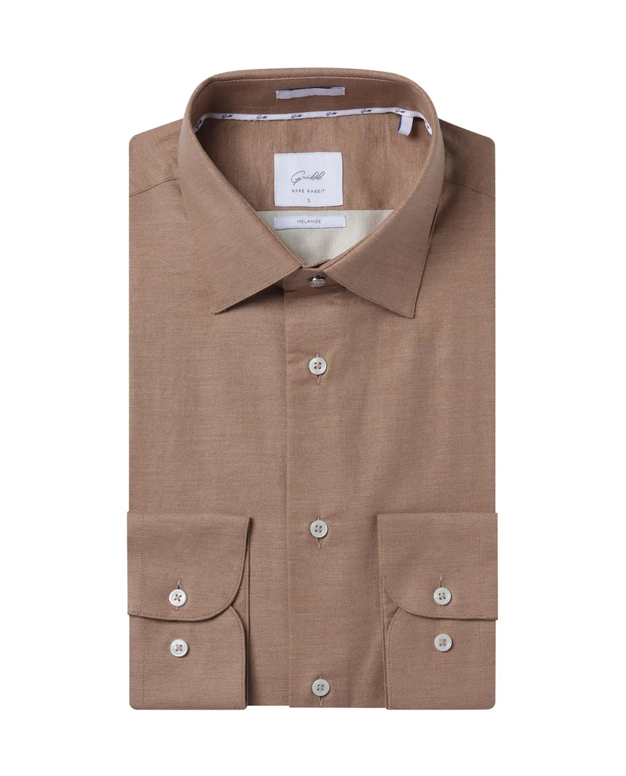 Rare Rabbit Men's Forde Dusky Peach Cotton Plain Regular Fit Full Sleeve Collared Shirt