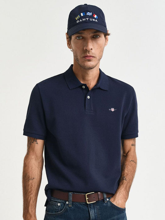 GANT Men Solid Polo Collar Cotton T-shirt