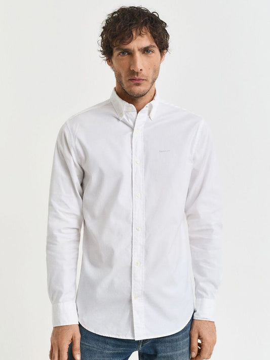GANT Men Solid Button-Down Collar Cotton Casual Shirt