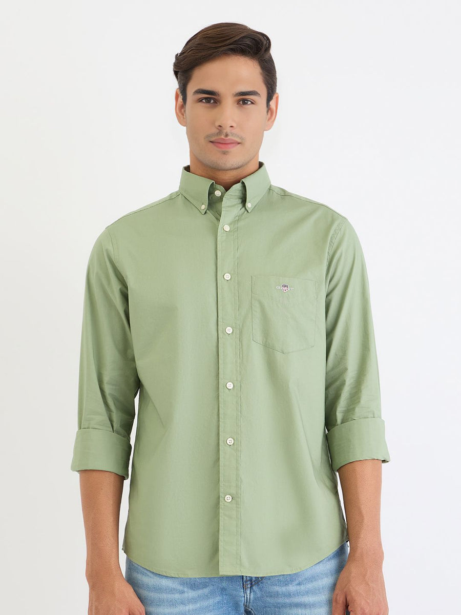 GANT Men Solid Button-Down Collar Cotton Casual Shirt