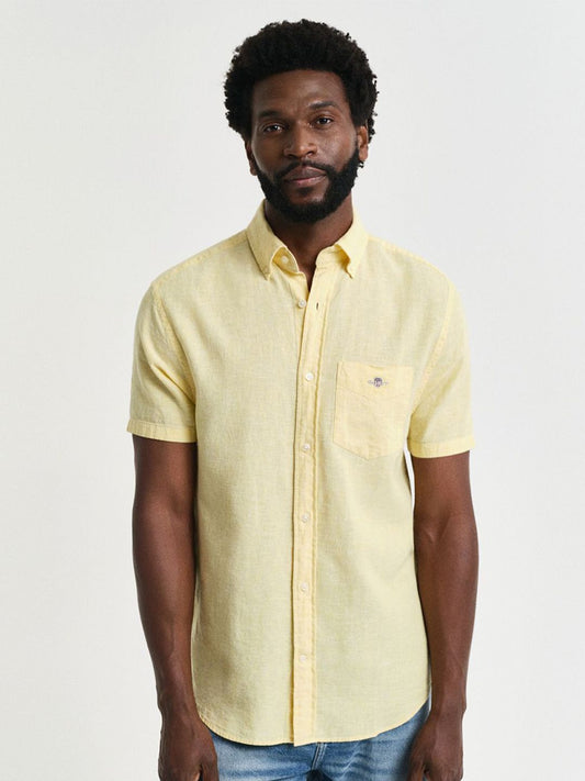 GANT Men Button-Down Collar Cotton Linen Casual Shirt