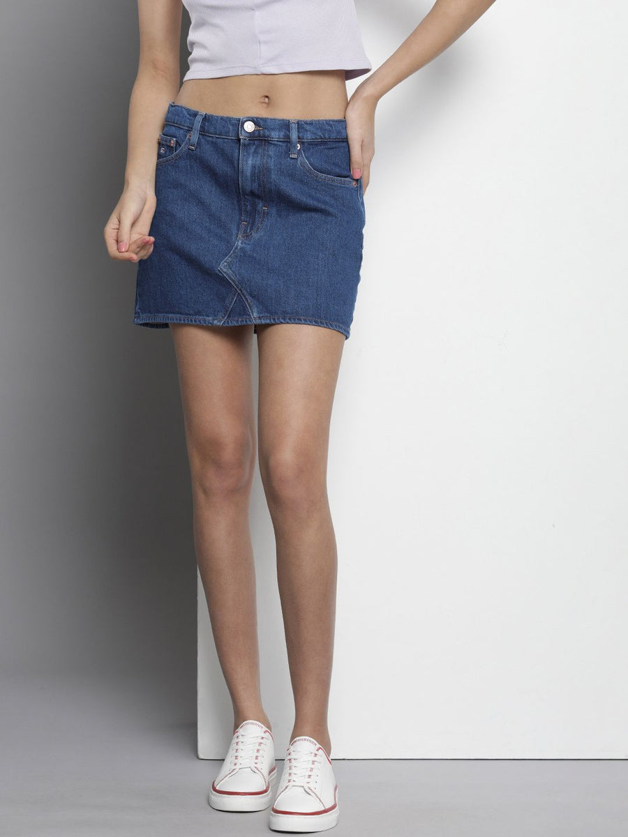 Tommy Hilfiger Women Denim Pure Cotton Mini Skirt