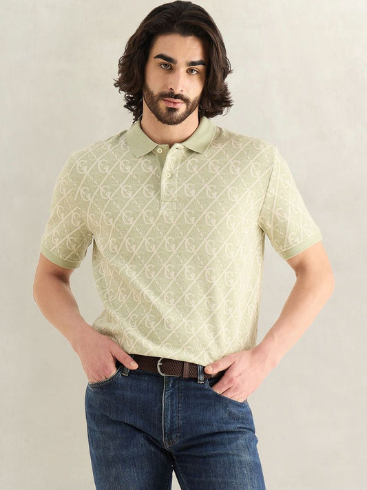 Gant Men Green Monogram Regular Fit Polo T-Shirt