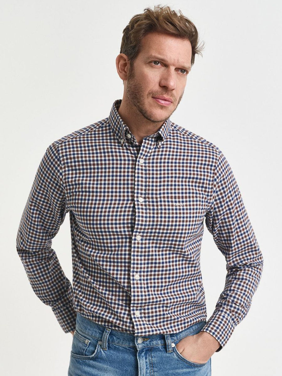 GANT Men Classic Fit Gingham Checked Button-Down Collar Pure Cotton Casual Shirt