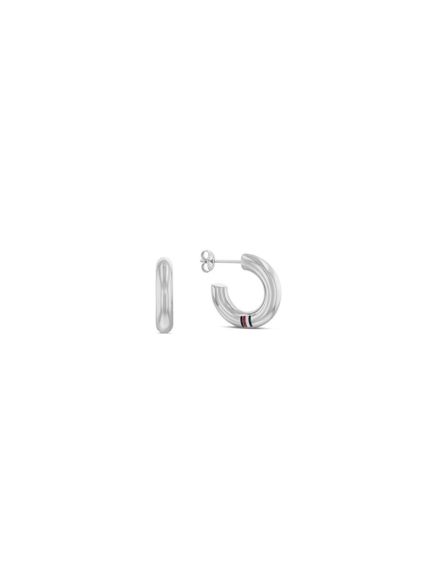 Tommy Hilfiger Silver-Plated Half Hoop Earrings