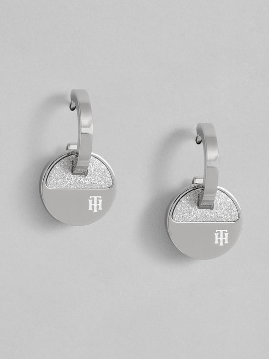 Tommy Hilfiger Silver Plated Stainless Steel Circular Drop Earrings