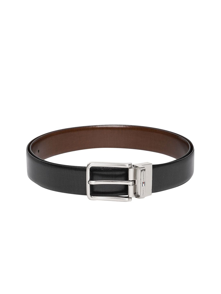 Tommy Hilfiger Men Black & Solid Reversible Leather Belt