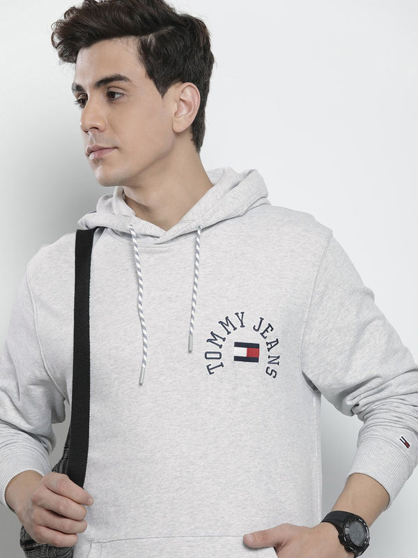 Tommy Hilfiger Brand Logo Embroidered Pure Cotton Hooded Sweatshirt