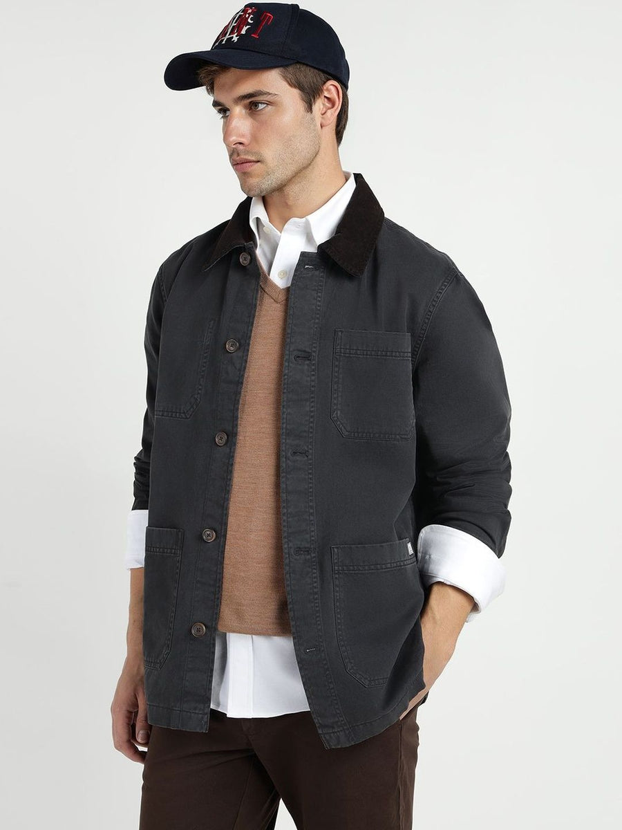 GANT Men Spread Collar Solid Lightweight Tailored Jacket