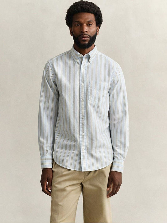 Gant Men Blue Striped Regular Fit Archieve Oxford Shirt