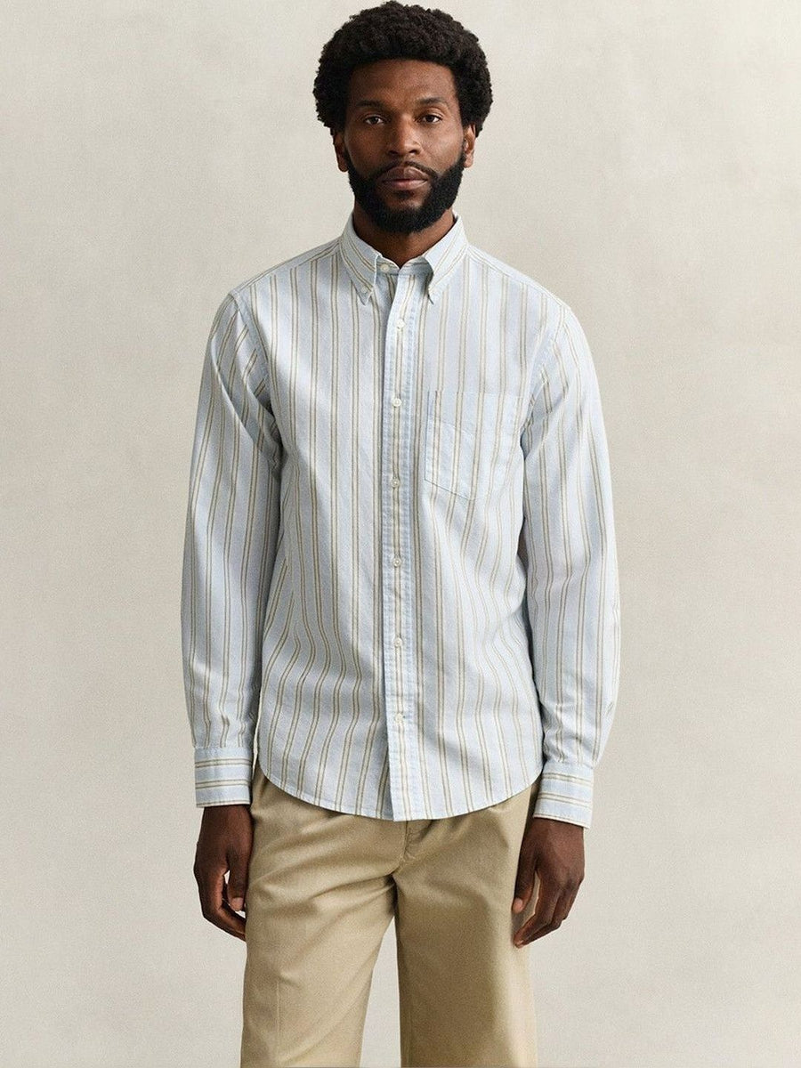 Gant Men Blue Striped Regular Fit Archieve Oxford Shirt