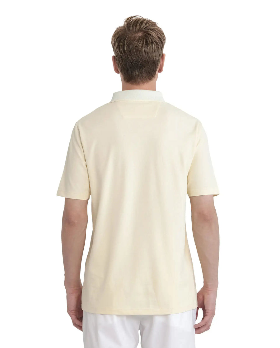 Rare Rabbit Men's Abit Light Yellow Cotton Blend Plain Regular Fit Half Sleeve Polo