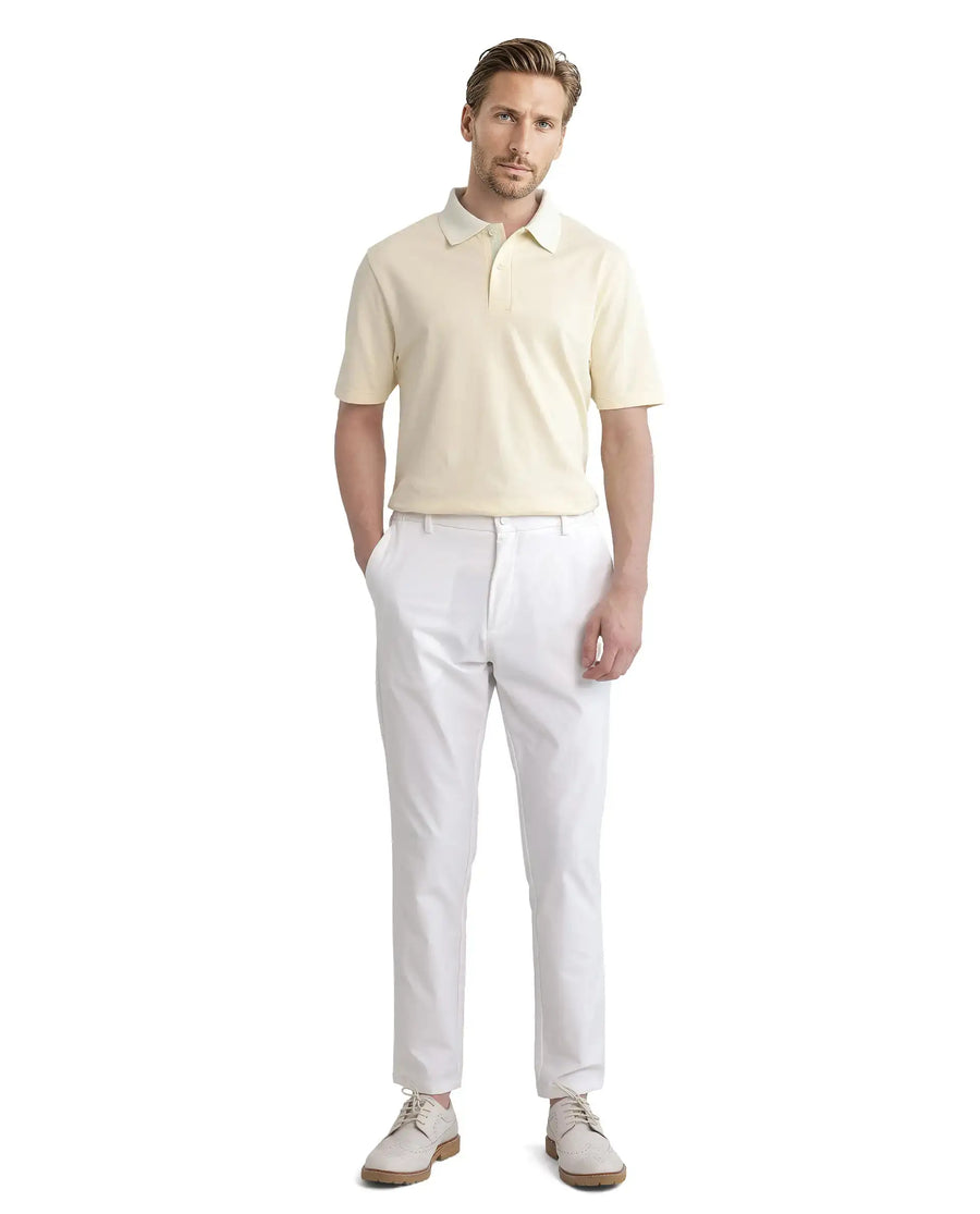 Rare Rabbit Men's Abit Light Yellow Cotton Blend Plain Regular Fit Half Sleeve Polo